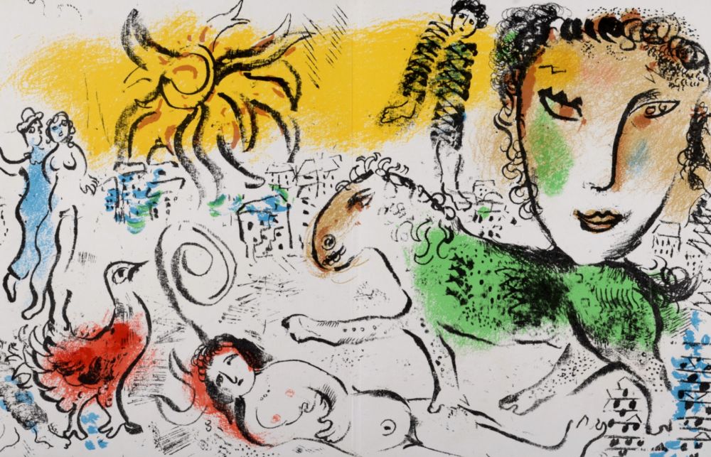 Lithograph Chagall - Le Cheval vert, 1973