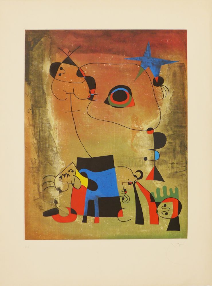 Aquatint Miró (After) - Le chien bleu