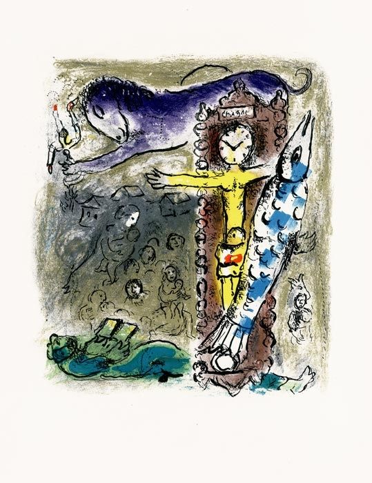 Lithograph Chagall - Le Christ à l'horloge