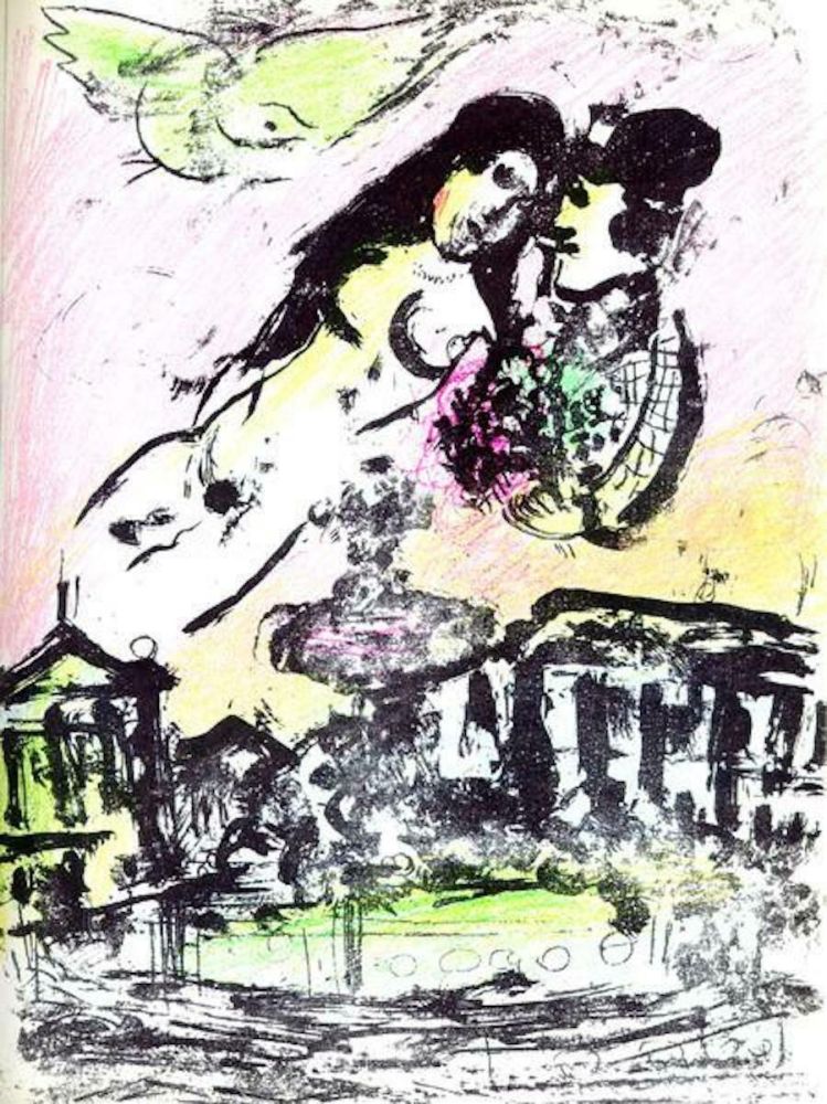 Lithograph Chagall - Le Ciel de la Place de la Concorde M. 393
