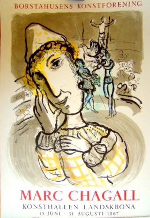 Lithograph Chagall - Le cirque au clown jaune