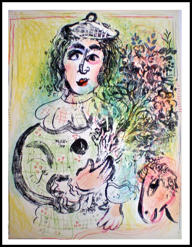 Lithograph Chagall - LE CLOWN FLEURI
