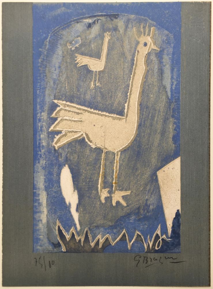 Lithograph Braque - Le Coq (frontispice pour Verve n° 27/28 1953)