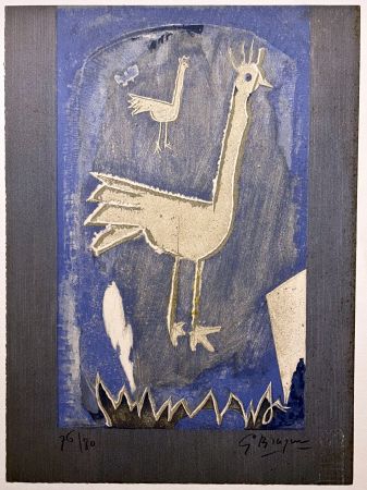 Lithograph Braque - LE COQ. Lithographie originale signée (1952/53)