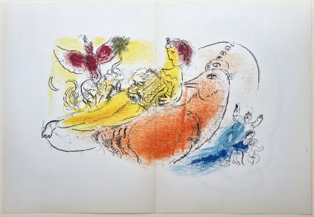 Lithograph Chagall - LE COQ ROUGE (The red rooster). Paris 1957