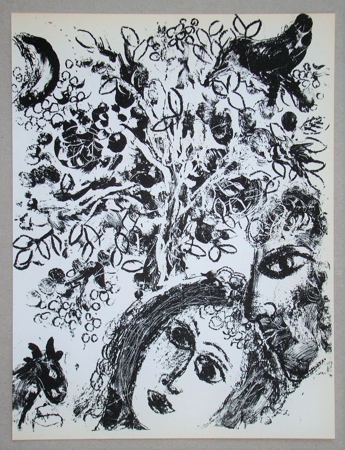 Lithograph Chagall - Le Couple Devant L'Arbre