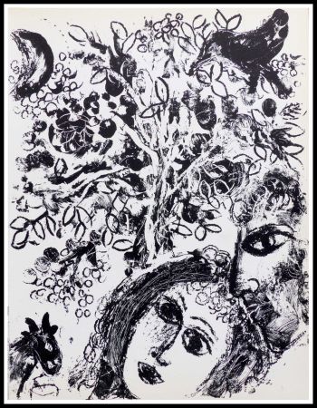Lithograph Chagall - LE COUPLE DEVANT L'ARBRE