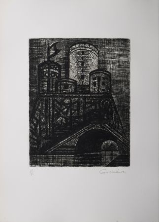Lithograph Gromaire - Le donjon de Dunsinane, 1958