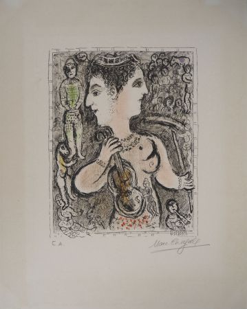 Lithograph Chagall - Le double visage de l'artiste