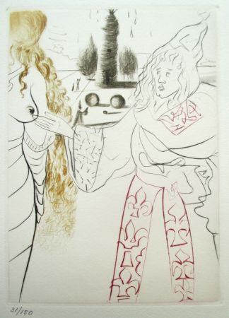 Drypoint Dali - Le Décameron. La Femme Adultère. The Woman taken in Adultery