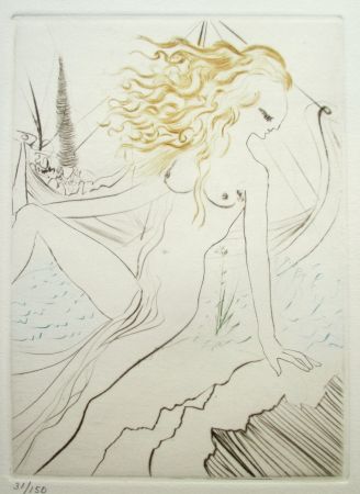 Drypoint Dali - Le Décameron. La Fiancée du Roi de Garbe. The betrothed of the King of Algarve