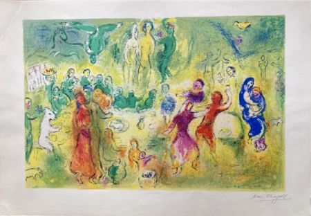 Lithograph Chagall - LE FESTIN NUPTIAL ((Wedding Feast). Épreuve signée (Daphnis & Chloé - 1961)