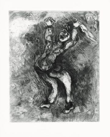 Engraving Chagall - Le Fou qui vend la sagesse