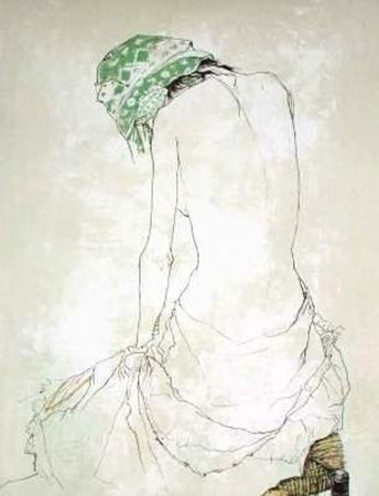 Lithograph Jansem - Le Foulard Vert
