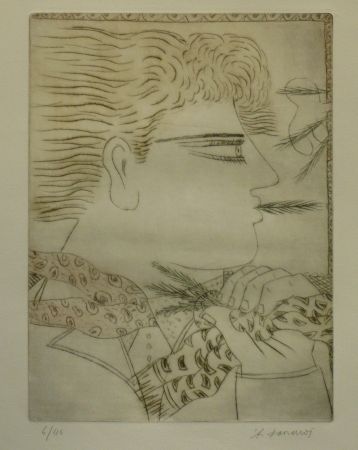 Etching And Aquatint Fassianos - LE FUMEUR