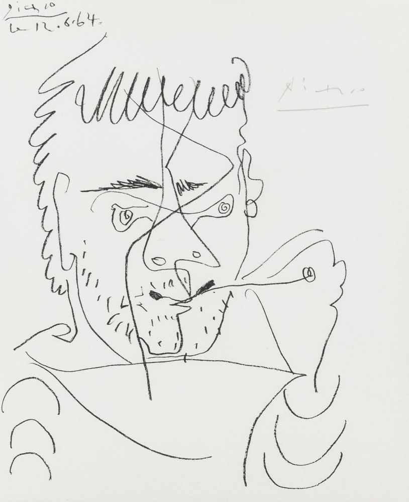 Lithograph Picasso - Le Fumeur, Hommage à Henry-Daniel Kahnweiler