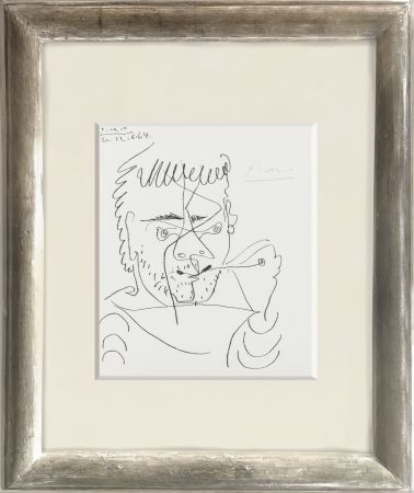 Lithograph Picasso - Le Fumeur, Self portrait, Hommage à Henry-Daniel Kahnweiler