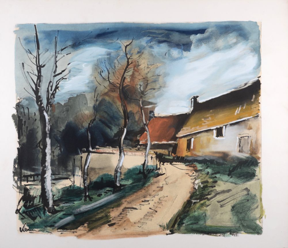 Lithograph Vlaminck - Le hameau près de Verneuil, vers 1950