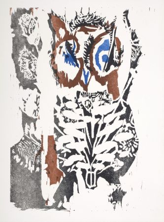 Woodcut Lorjou - Le Hibou,1965