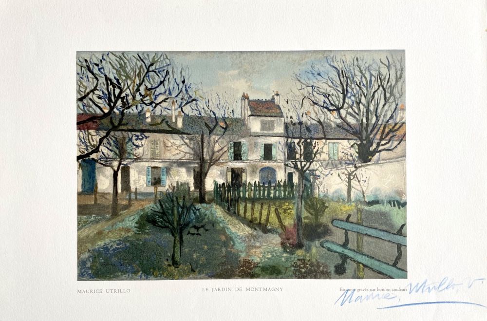 Woodcut Utrillo - Le Jardin de Montmagny