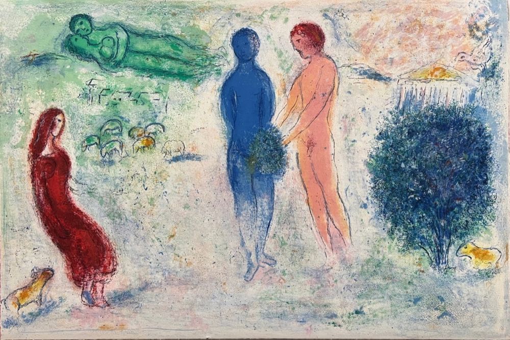 Lithograph Chagall - Le jugement de Chloé