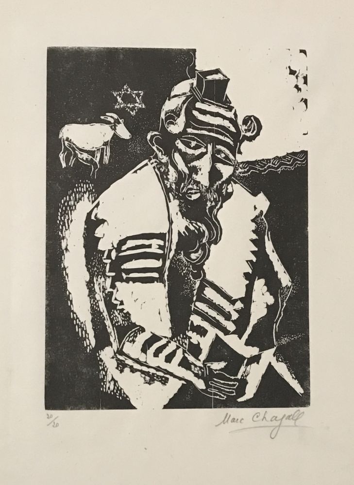Woodcut Chagall - Le Juif Priant (The Jew Praying)