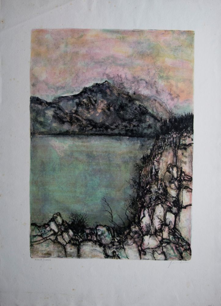 Lithograph Gantner - Le lac sauvage