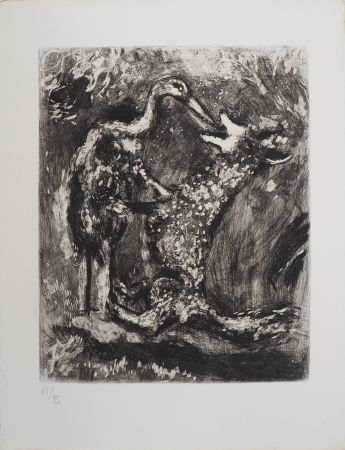 Etching Chagall - Le loup et la cigogne