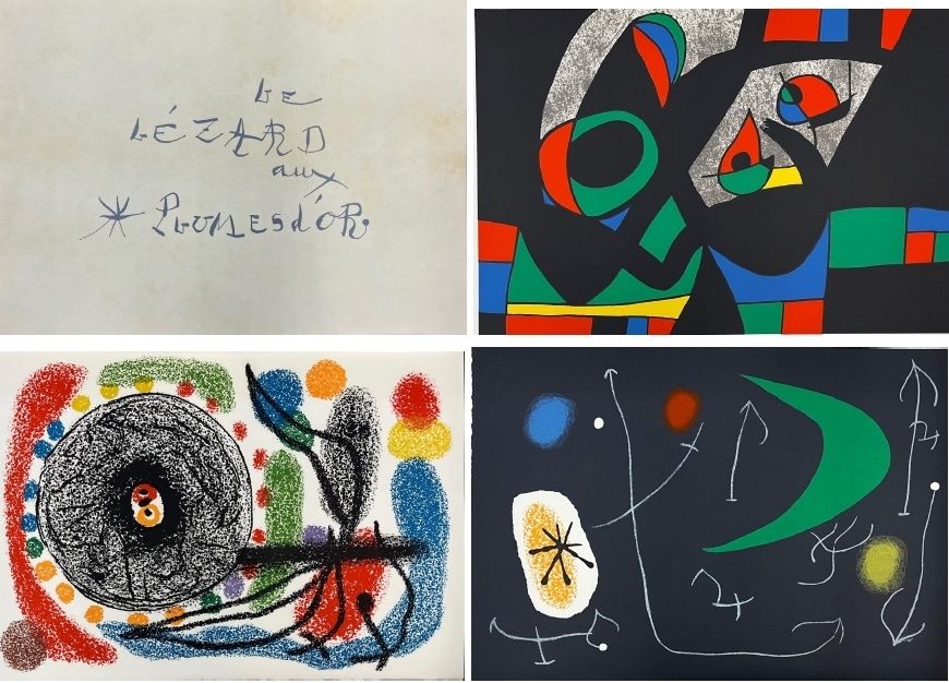 Lithograph Miró - Le lézard  aux plumes d`or