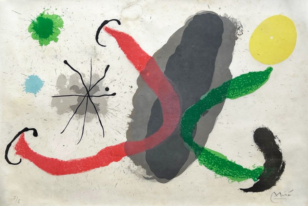 Lithograph Miró - Le lézard aux plumes d'or 