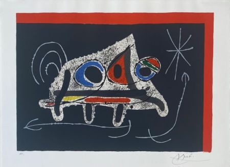 Lithograph Miró - Le lézard aux plumes d'or 