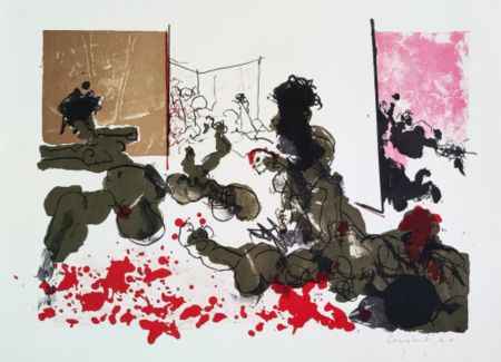 Lithograph Nieuwenhuys - Le Massacre