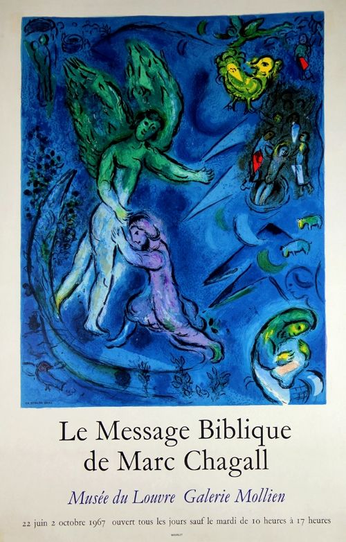 Lithograph Chagall - Le Message Biblique Musee du Louvre Galerie Mollien