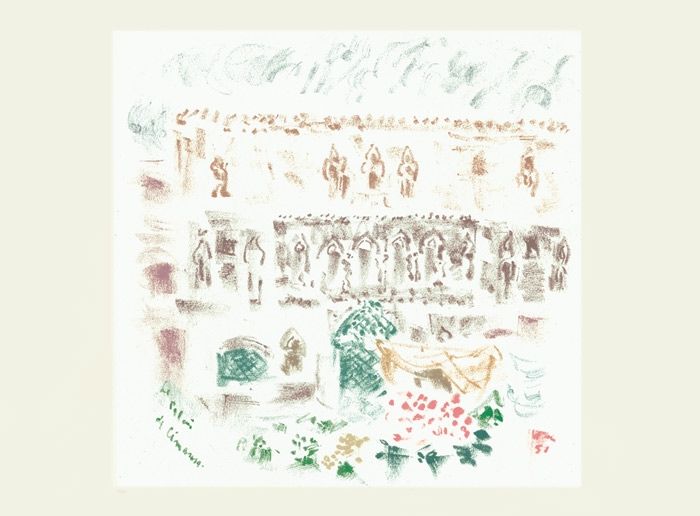 Lithograph Masson - Le Palais de Cimarosa (Voyage à Venise)