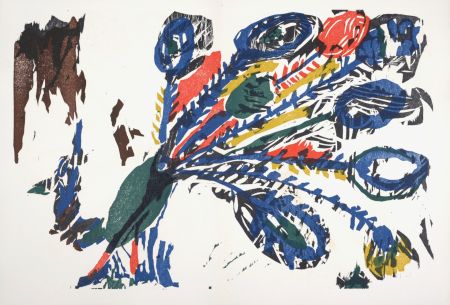 Woodcut Lorjou - Le Paon, 1965