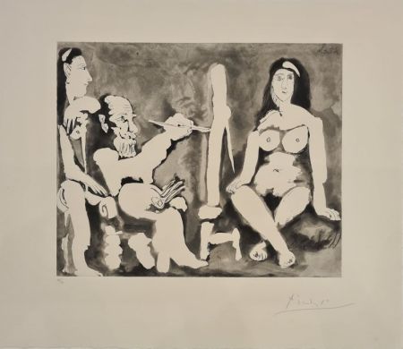Engraving Picasso - Le peintre et son modèle 