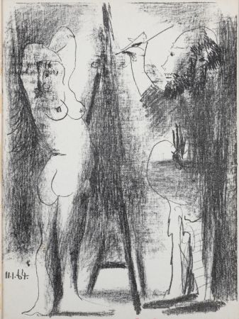 Lithograph Picasso - Le Peintre et Son Modèle, 1964.
