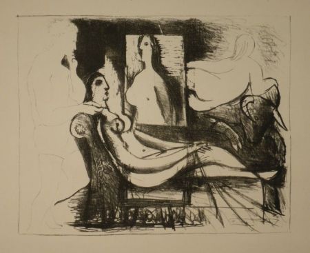 Lithograph Picasso - Le peintre et son modèle / Der Maler und sein Modell