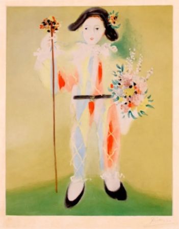 Engraving Picasso - Le petit pierrot aux fleurs