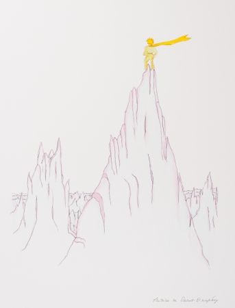 Lithograph Saint-Exupéry - Le Petit Prince sur les cimes