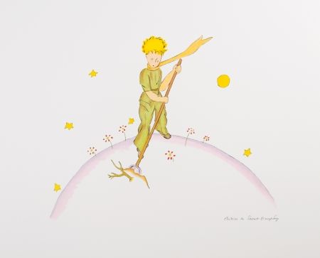 Lithograph Saint-Exupéry - Le Petit Prince sur sa planète