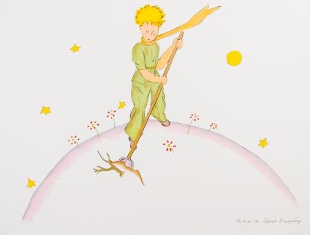 Lithograph Saint-Exupéry - Le Petit Prince sur sa planète
