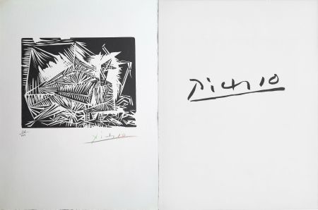 Linocut Picasso - LE PIGEONNEAU. Linogravure pour 
