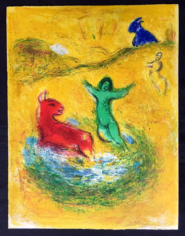 Lithograph Chagall - LE PIÈGE À LOUP (de la Suite Daphnis & Chloé - 1961)