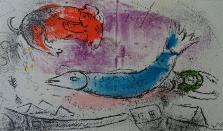 Lithograph Chagall - Le Poisson bleu