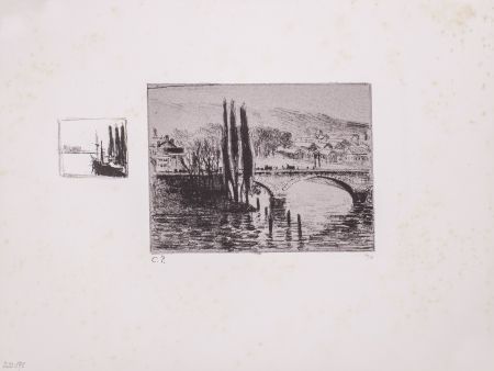 Lithograph Pissarro - Le Pont Corneille