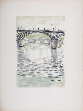 Lithograph Marquet - Le Pont des Arts, 1950