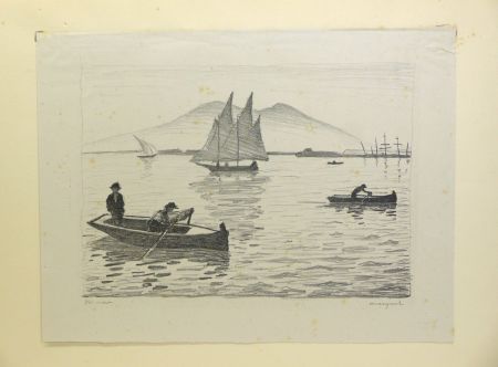 Lithograph Marquet - Le Port de Naples, 1926. Signé et numérotée. 