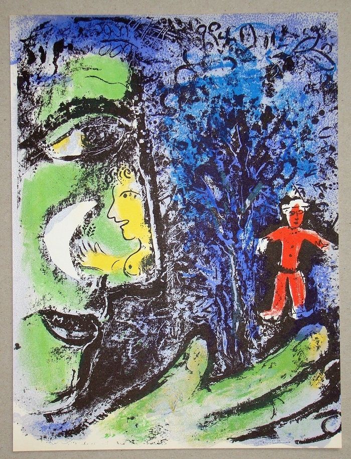 Lithograph Chagall - Le Profil Et L'Enfant Rouge 