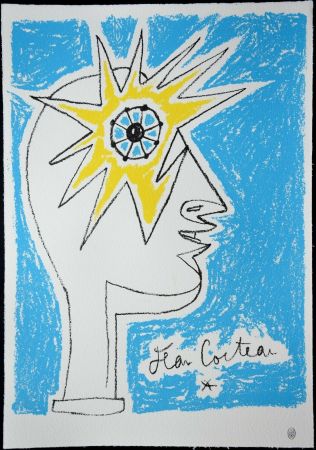Lithograph Cocteau - Le profil, œil à l'étoile